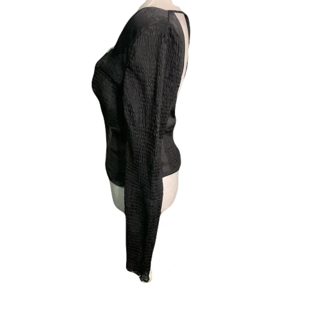 NWT Free People Black Large Long Sleeve Once You Realize Corset Cropped Top